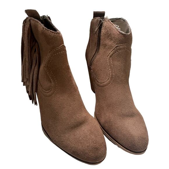 Steve Madden Brown Velvet Suede Fringe Booties Western Cowboy Country Sz 7.5 - Picture 8 of 12